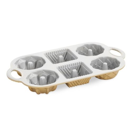 Nordic Ware mini baking tray with 6 Geo moulds, 3,5 cup gold, 91277