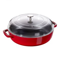 Staub Gusseisen-Kasserolle mit Glasdeckel Braiser 28 cm, Kirsche, 12722806