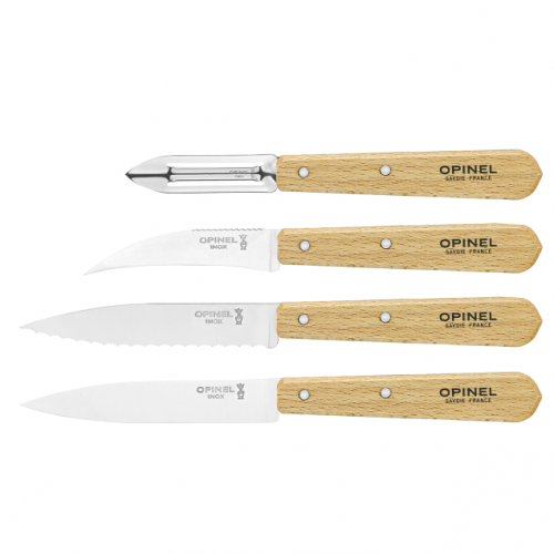 Opinel Les Essentiels Natural knife and scraper set 4 pcs, 001300