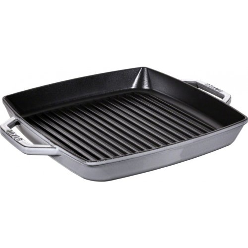 Staub Cast iron square grill pan with handles 23x23cm, graphite grey