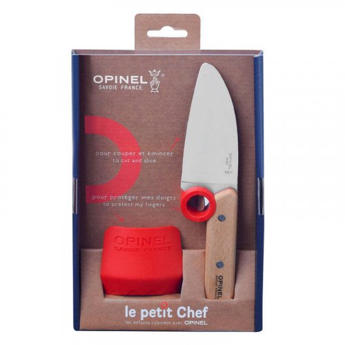 Detský kuchársky nôž Opinel Le Petit Chef s ochranou prstov, červený, 001744