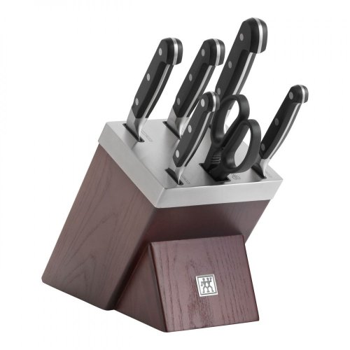 Zwilling Self-Sharpening Knife Block, 7 Piece, Stainless Steel, Grey