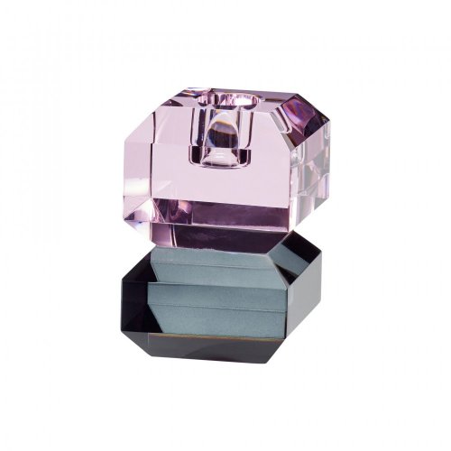 Kerzenhalter aus Kristall, rosa/kupferfarben - 340701