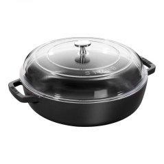 Staub Gusseisen-Kasserolle mit Glasdeckel Braiser 28 cm, schwarz, 12722823