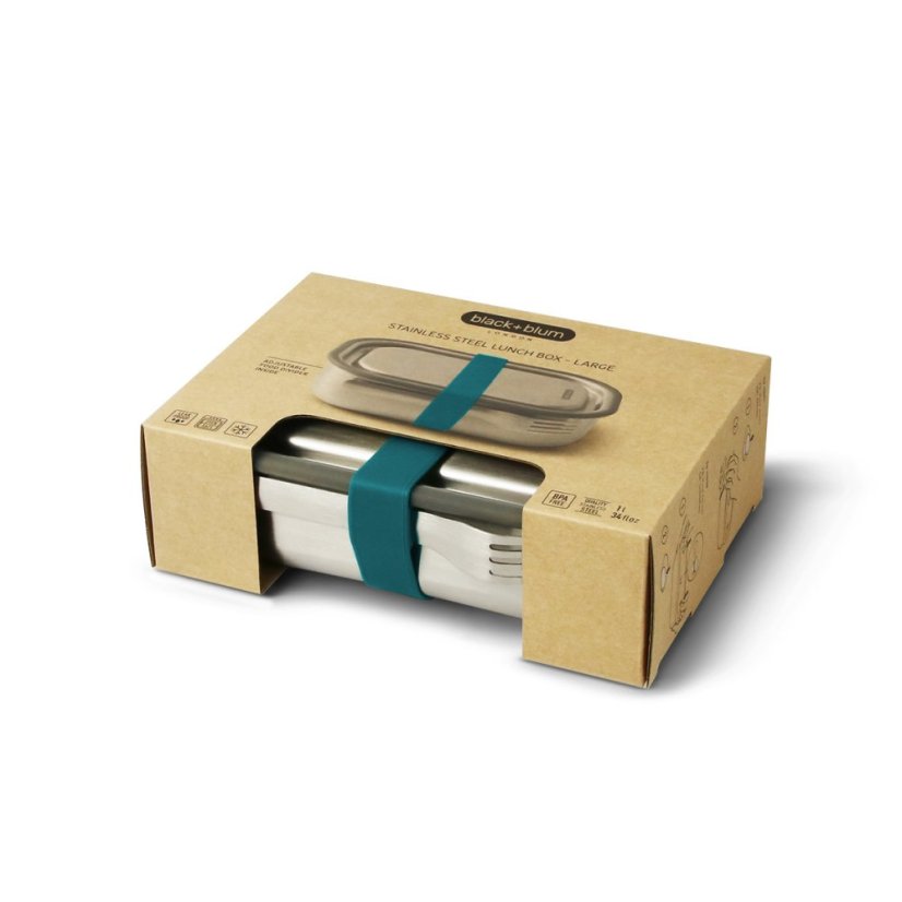 Black+Blum Edelstahl Snackbox mit Gabel 1 l, ocean, BAM-SS-L005