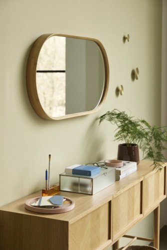 Nástěnné zrcadlo, sklo/bambus, přírodní - 241204