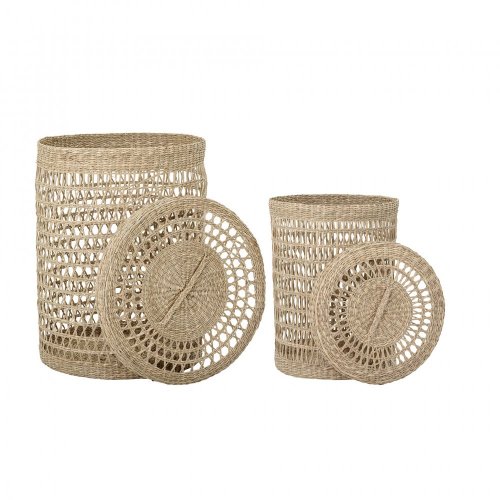 Connie Basket w/Lid, Nature, Seagrass - 82048403